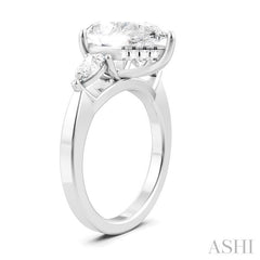 1/2 Ctw Tri-Mount Centerpiece Pear and Round Cut Diamond Semi-Mount Engagement Ring in 14K White Gold