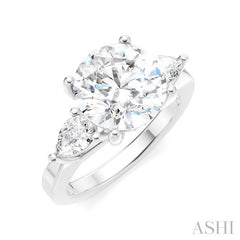 1/2 Ctw Tri-Mount Circular Shape Center Pear and Round Cut Diamond Semi-Mount Engagement Ring in 14K White Gold