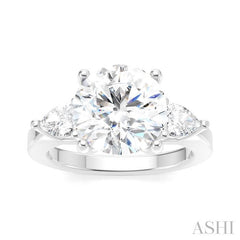 1/2 Ctw Tri-Mount Circular Shape Center Pear and Round Cut Diamond Semi-Mount Engagement Ring in 14K White Gold