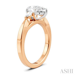 1/4 Ctw Tri-Mount Centerpiece Pear and Round Cut Diamond Semi-Mount Engagement Ring in 14K Rose and White Gold