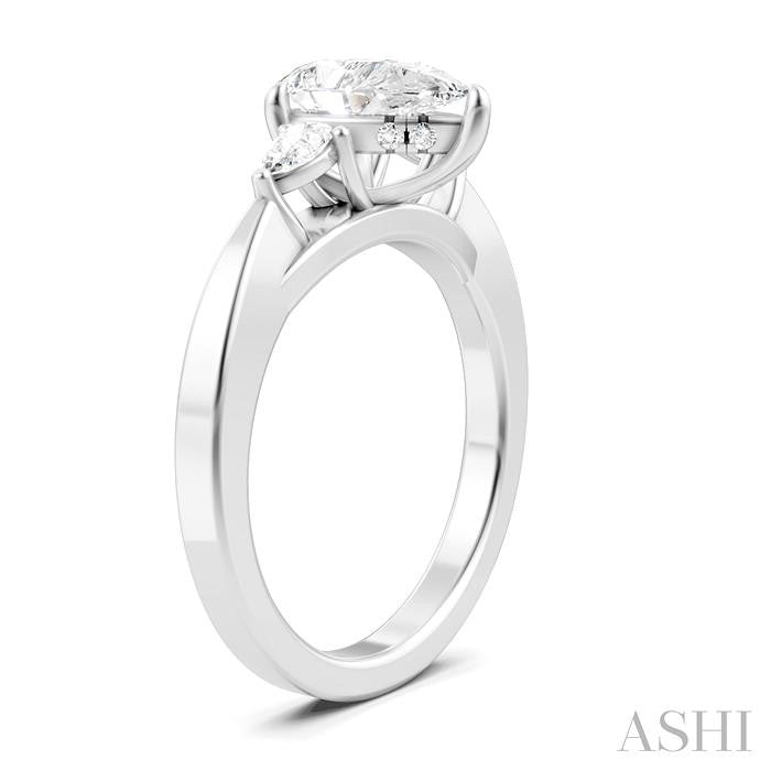 1/4 Ctw Tri-Mount Centerpiece Pear and Round Cut Diamond Semi-Mount Engagement Ring in 14K White Gold