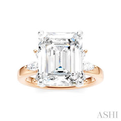 5/8 Ctw Emerald Shape Marquise and Round Cut Diamond Semi-Mount Engagement Ring in 14K Rose and White Gold