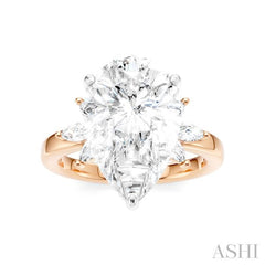 5/8 Ctw Akari Pear Shape Marquise and Round Cut Diamond Semi-Mount Engagement Ring in 14K Rose and White Gold