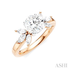 1/2 Ctw Akari Circular Shape Marquise and Round Cut Diamond Semi-Mount Engagement Ring in 14K Rose and White Gold