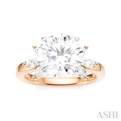 1/2 Ctw Akari Circular Shape Marquise and Round Cut Diamond Semi-Mount Engagement Ring in 14K Rose and White Gold