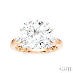 1/2 Ctw Akari Circular Shape Marquise and Round Cut Diamond Semi-Mount Engagement Ring in 14K Rose and White Gold