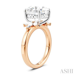 1/2 Ctw Akari Circular Shape Marquise and Round Cut Diamond Semi-Mount Engagement Ring in 14K Rose and White Gold