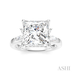 5/8 Ctw Akari Princess Shape Marquise and Round Cut Diamond Semi-Mount Engagement Ring in 14K White Gold