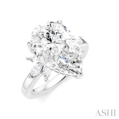 5/8 Ctw Akari Pear Shape Marquise and Round Cut Diamond Semi-Mount Engagement Ring in 14K White Gold