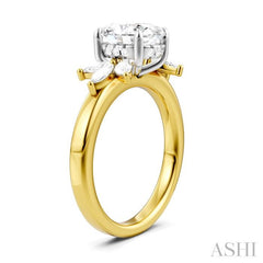 1/2 Ctw Akari Oval Shape Marquise and Round Cut Diamond Semi-Mount Engagement Ring in 14K Yellow and White Gold