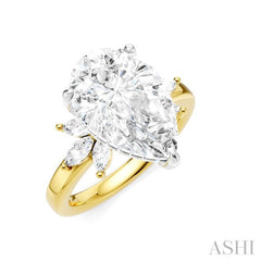 5/8 Ctw Akari Pear Shape Marquise and Round Cut Diamond Semi-Mount Engagement Ring in 14K Yellow and White Gold