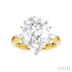 5/8 Ctw Akari Pear Shape Marquise and Round Cut Diamond Semi-Mount Engagement Ring in 14K Yellow and White Gold