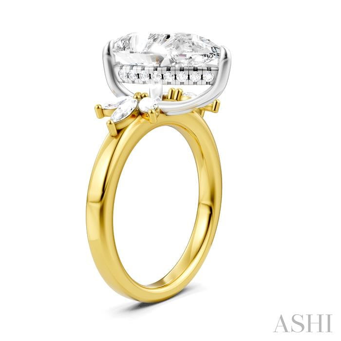 5/8 Ctw Akari Pear Shape Marquise and Round Cut Diamond Semi-Mount Engagement Ring in 14K Yellow and White Gold