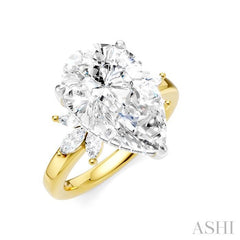 5/8 Ctw Akari Pear Shape Marquise and Round Cut Diamond Semi-Mount Engagement Ring in 14K Yellow and White Gold