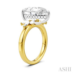 5/8 Ctw Akari Pear Shape Marquise and Round Cut Diamond Semi-Mount Engagement Ring in 14K Yellow and White Gold