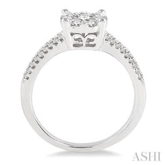 3/4 Ctw Lovebright Round Cut Diamond Engagement Ring in 14K White Gold