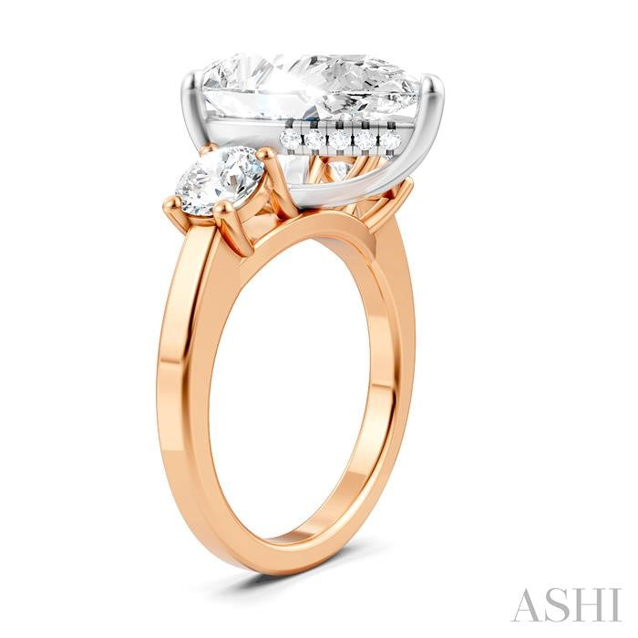 1 1/10 Ctw Tri-Mount Pear Shape Round Cut Diamond Semi-Mount Engagement Ring in 14K Rose and White Gold