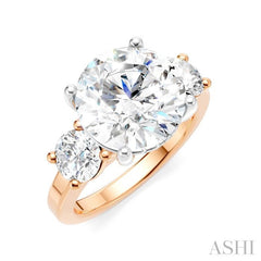 1 1/10 Ctw Tri-Mount Past, Present and Future Round Cut Diamond Semi-Mount Engagement Ring in 14K Rose and White Gold