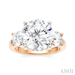 1 1/10 Ctw Tri-Mount Past, Present and Future Round Cut Diamond Semi-Mount Engagement Ring in 14K Rose and White Gold