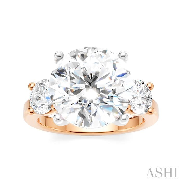 1 1/10 Ctw Tri-Mount Past, Present and Future Round Cut Diamond Semi-Mount Engagement Ring in 14K Rose and White Gold