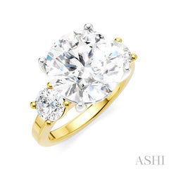 1 1/10 Ctw Tri-Mount Past, Present and Future Round Cut Diamond Semi-Mount Engagement Ring in 14K Yellow and White Gold