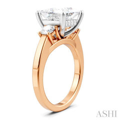 1/2 Ctw Tri-Mount Princess Shape Round Cut Diamond Semi-Mount Engagement Ring in 14K Rose and White Gold
