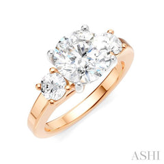 1/2 Ctw Tri-Mount Past, Present and Future Round Cut Diamond Semi-Mount Engagement Ring in 14K Rose and White Gold