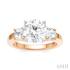 1/2 Ctw Tri-Mount Past, Present and Future Round Cut Diamond Semi-Mount Engagement Ring in 14K Rose and White Gold