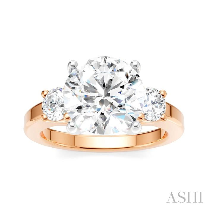 1/2 Ctw Tri-Mount Past, Present and Future Round Cut Diamond Semi-Mount Engagement Ring in 14K Rose and White Gold