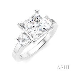 1/2 Ctw Tri-Mount Princess Shape Round Cut Diamond Semi-Mount Engagement Ring in 14K White Gold