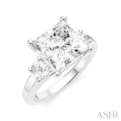 1/2 Ctw Tri-Mount Princess Shape Round Cut Diamond Semi-Mount Engagement Ring in 14K White Gold