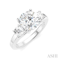 1/2 Ctw Tri-Mount Past, Present and Future Round Cut Diamond Semi-Mount Engagement Ring in 14K White Gold