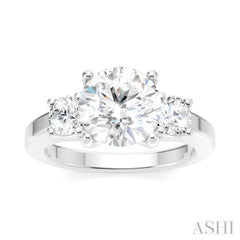 1/2 Ctw Tri-Mount Past, Present and Future Round Cut Diamond Semi-Mount Engagement Ring in 14K White Gold