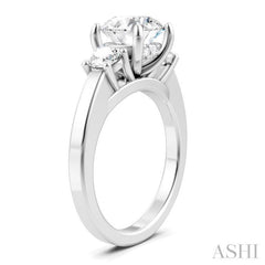 1/2 Ctw Tri-Mount Past, Present and Future Round Cut Diamond Semi-Mount Engagement Ring in 14K White Gold