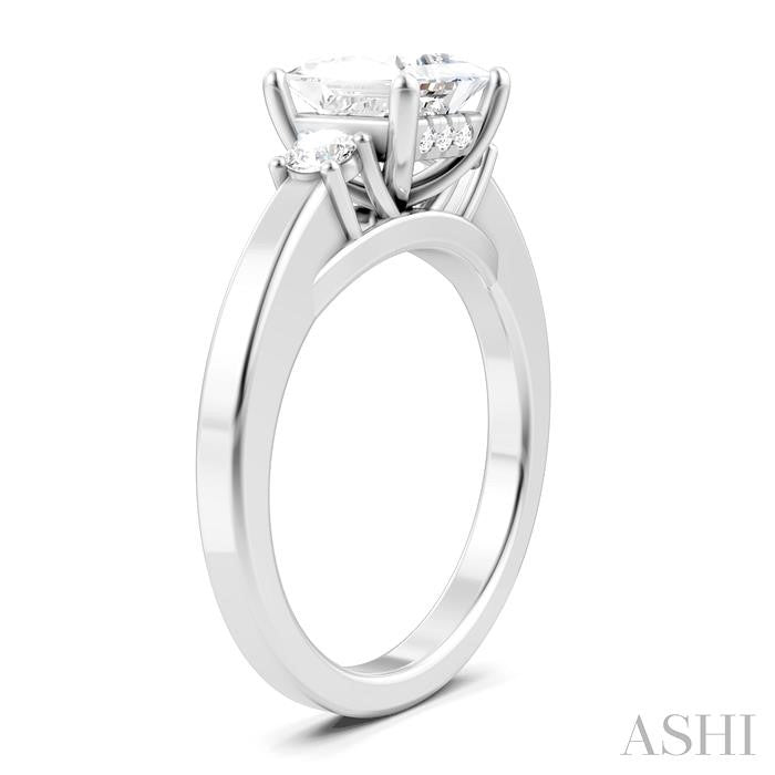 1/4 Ctw Tri-Mount Princess Shape Round Cut Diamond Semi-Mount Engagement Ring in 14K White Gold