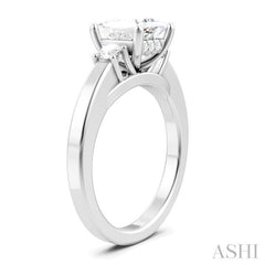 1/4 Ctw Tri-Mount Princess Shape Round Cut Diamond Semi-Mount Engagement Ring in 14K White Gold
