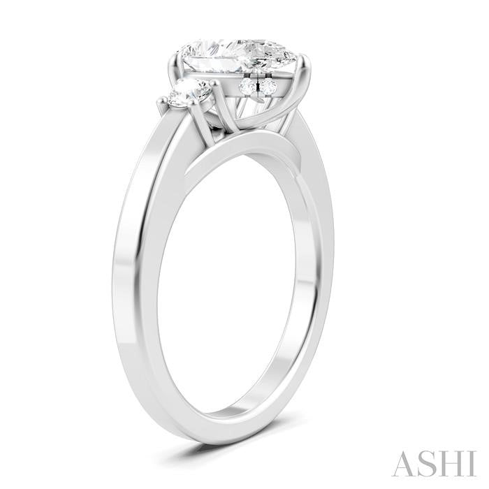 1/4 Ctw Tri-Mount Pear Shape Round Cut Diamond Semi-Mount Engagement Ring in 14K White Gold