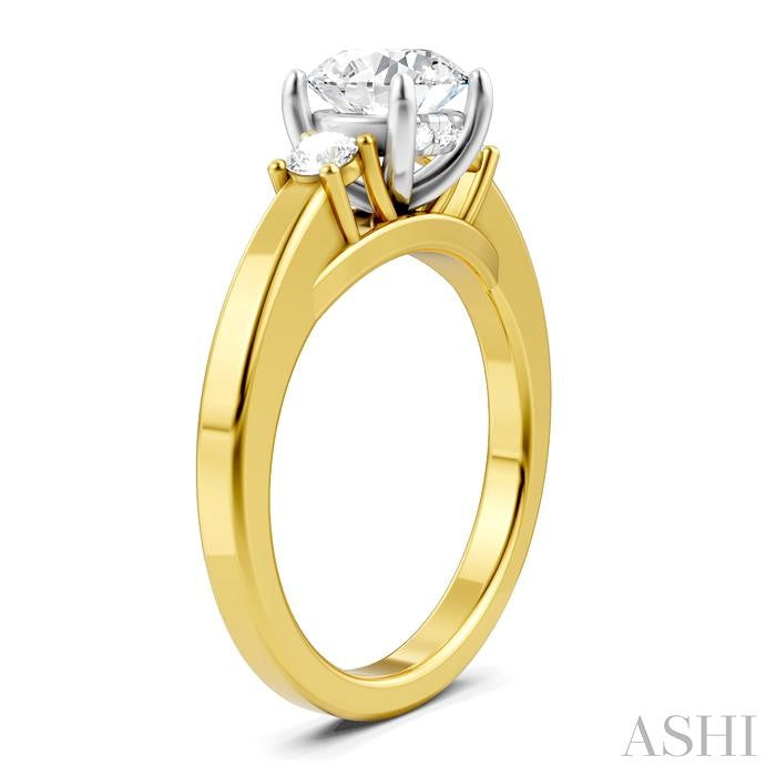 1/4 Ctw Tri-Mount Past, Present and Future Round Cut Diamond Semi-Mount Engagement Ring in 14K Yellow and White Gold