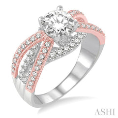 5/8 Ctw Diamond Semi-Mount Engagement Ring in 14K White and Rose Gold