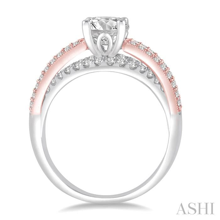 5/8 Ctw Diamond Semi-Mount Engagement Ring in 14K White and Rose Gold