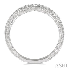 1/6 Ctw Engraved Round Cut Diamond Wedding Band in 14K White Gold