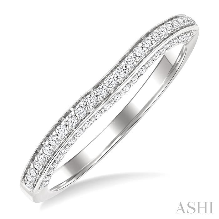 1/5 Ctw Top and Front Round Cut Diamond Wedding Band in 14K White Gold