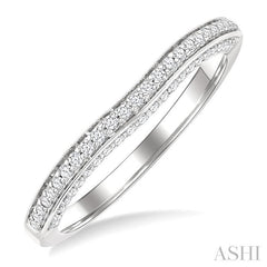 1/5 Ctw Top and Front Round Cut Diamond Wedding Band in 14K White Gold