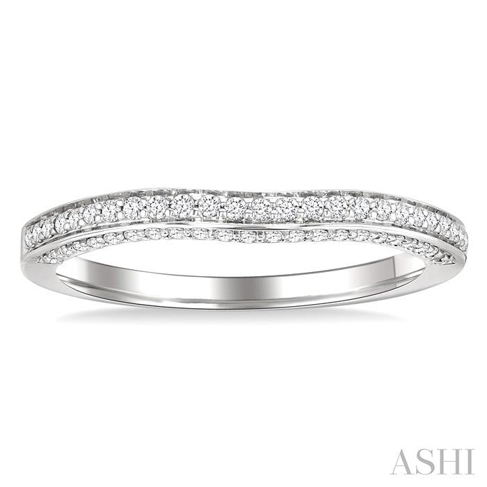 1/5 Ctw Top and Front Round Cut Diamond Wedding Band in 14K White Gold