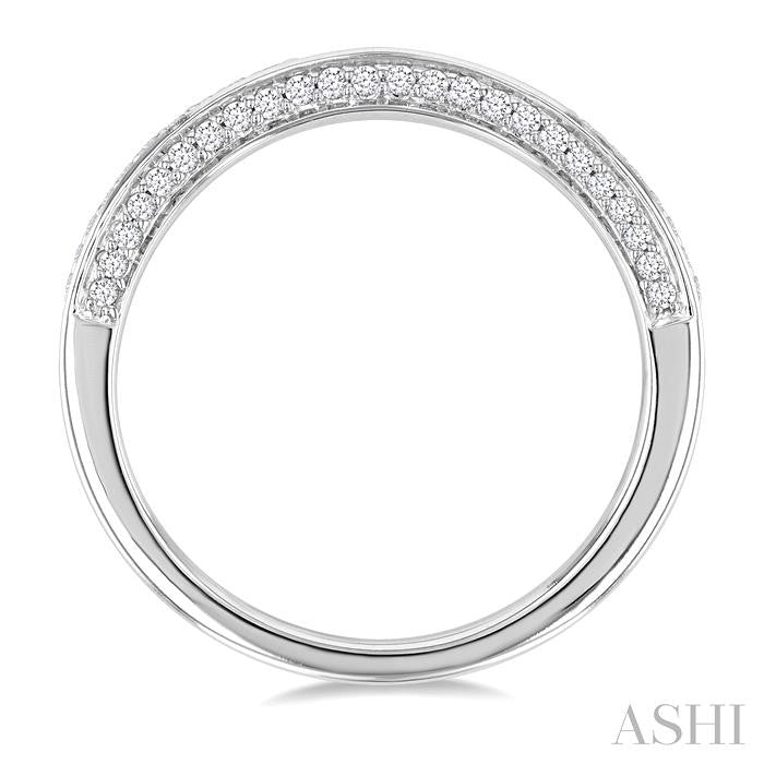 1/5 Ctw Top and Front Round Cut Diamond Wedding Band in 14K White Gold