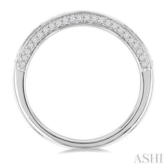 1/5 Ctw Top and Front Round Cut Diamond Wedding Band in 14K White Gold