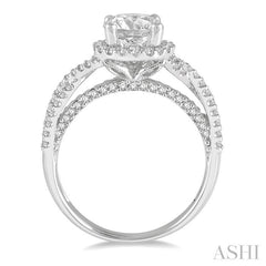 1/2 Ctw Circular Center Criss Cross Shank Round Cut Diamond Semi-Mount Engagement Ring in 14K White Gold