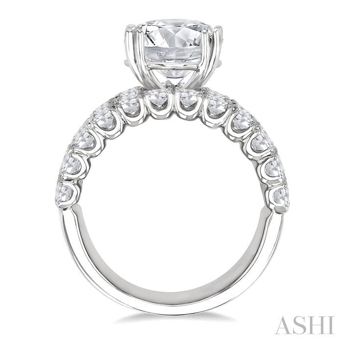 2 1/6 Ctw Wide Four Row Round Cut Diamond Semi-Mount Engagement Ring in 14K White Gold