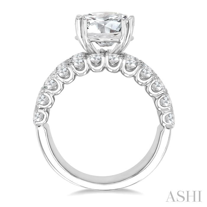 2 1/6 Ctw Wide Four Row Round Cut Diamond Semi-Mount Engagement Ring in 14K White Gold