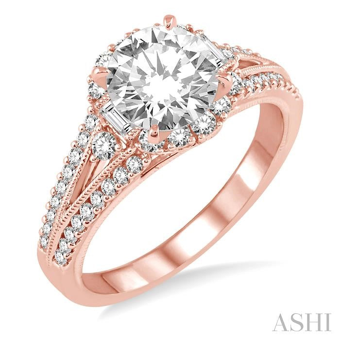 1/2 Ctw Diamond Semi-Mount Engagement Ring in 14K Rose Gold